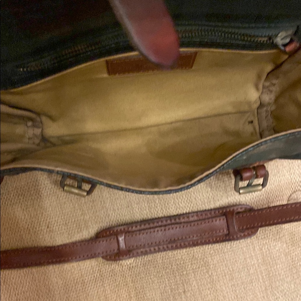Ralph Lauren Green and Brown Messenger Bag with Leather Straps - Picture 3 of 12